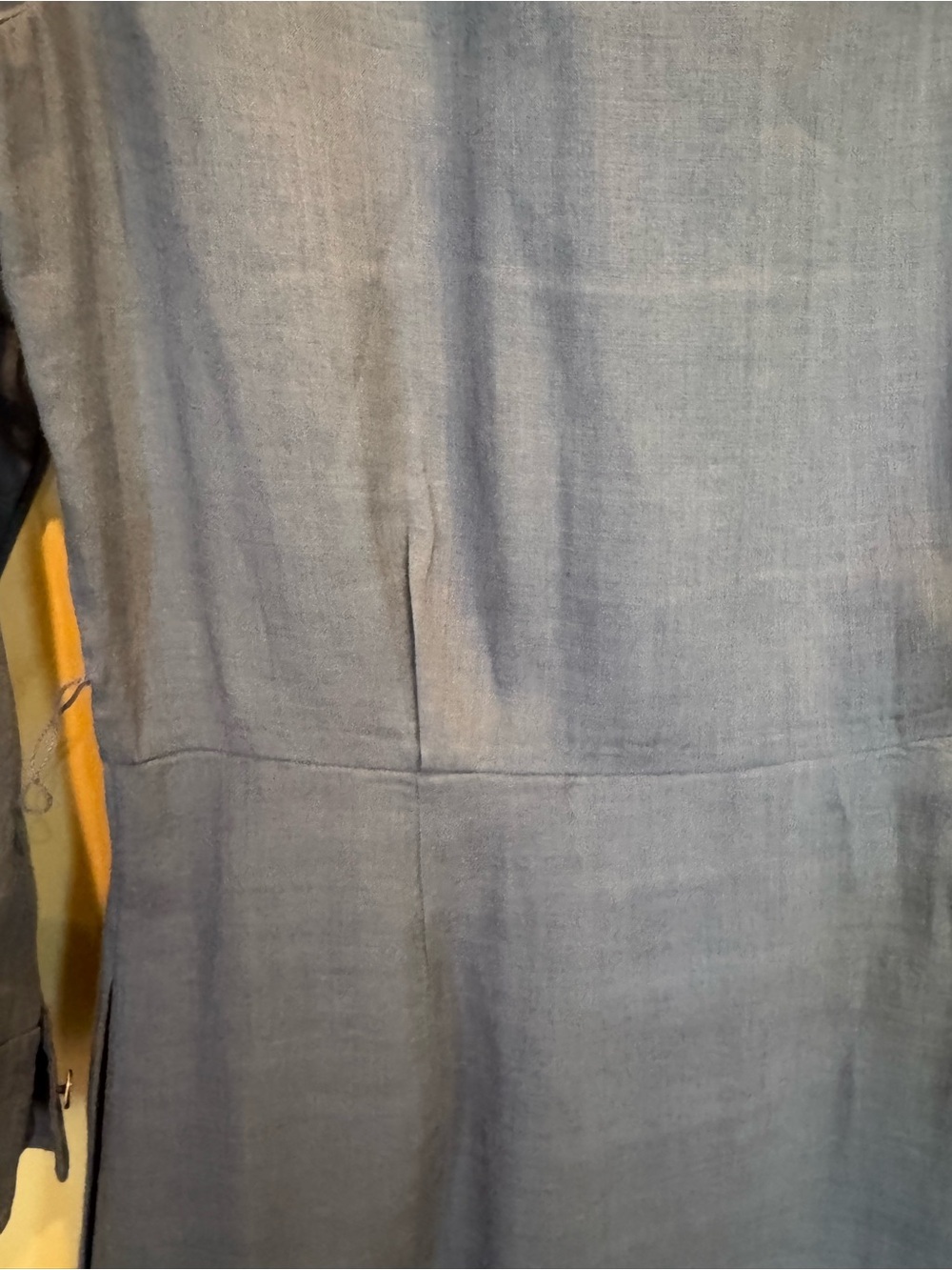 Theory Slate Blue Linen Long-Sleeve Button Front Shirt Dress - Picture 9 of 10
